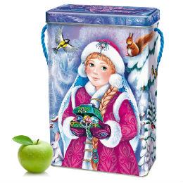Детский новогодний подарок в жестяной упаковке весом 750 грамм по цене 1021 руб в Саратове