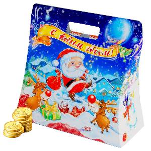 Сладкий подарок на Новый Год в картонной упаковке весом 1000 грамм по цене 566 руб в Саратове