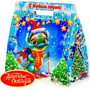 Сладкий подарок на Новый Год в картонной упаковке весом 1000 грамм по цене 728 руб в Саратове