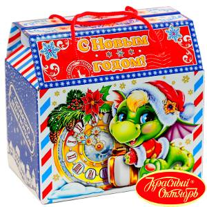 Сладкий новогодний подарок в картонной упаковке весом 1000 грамм по цене 770 руб в Саратове
