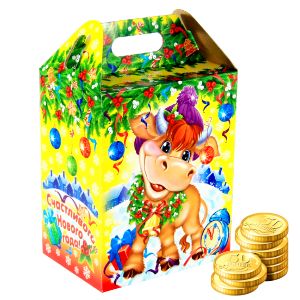 Сладкий подарок на Новый Год в картонной упаковке весом 1450 грамм по цене 821 руб в Саратове