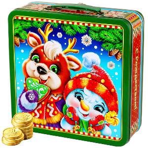 Детский подарок на Новый Год в жестяной упаковке весом 1450 грамм по цене 1194 руб в Саратове