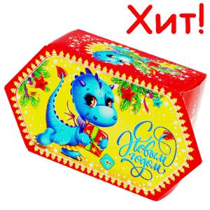 Детский подарок на Новый Год в картонной упаковке весом 300 грамм по цене 201 руб с символом 2024 года в Саратове
