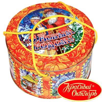 Сладкий новогодний подарок в жестяной упаковке весом 600 грамм по цене 595 руб в Саратове