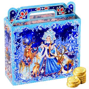 Детский новогодний подарок в картонной упаковке весом 600 грамм по цене 321 руб в Саратове