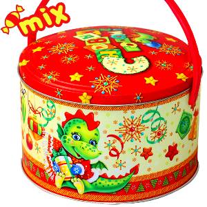 Детский новогодний подарок в жестяной упаковке весом 650 грамм по цене 705 руб в Саратове