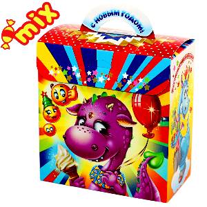 Детский новогодний подарок в картонной упаковке весом 650 грамм по цене 486 руб в Саратове