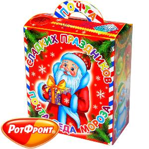Сладкий новогодний подарок  в картонной упаковке весом 850 грамм по цене 727 руб 