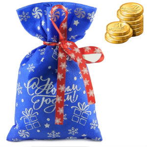 Сладкий подарок на Новый Год  в мешочке весом 300 грамм по цене 198 руб