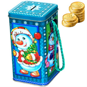 Сладкий новогодний подарок в жестяной упаковке весом 300 грамм по цене 303 руб в Саратове